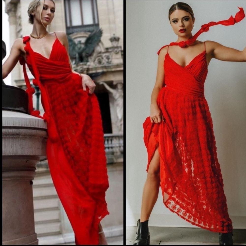 For Love & Lemons Red Maxi Dress